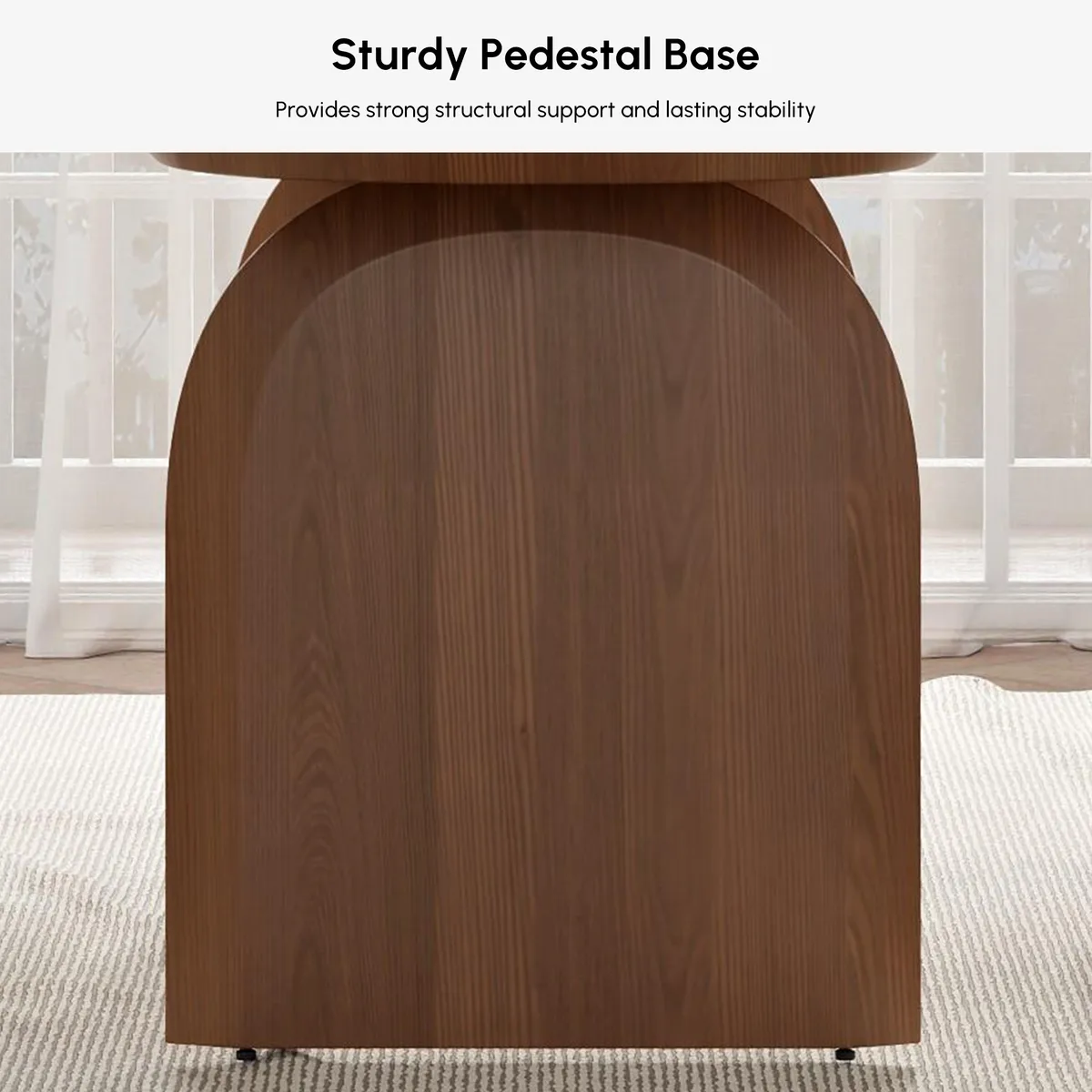 70.9" Oval Dining Table Solid Wood for 6 People Japandi Walnut Pine Wood Dininer Table for Dining Room, Kitchen, Living Room Easy Clean — image 8