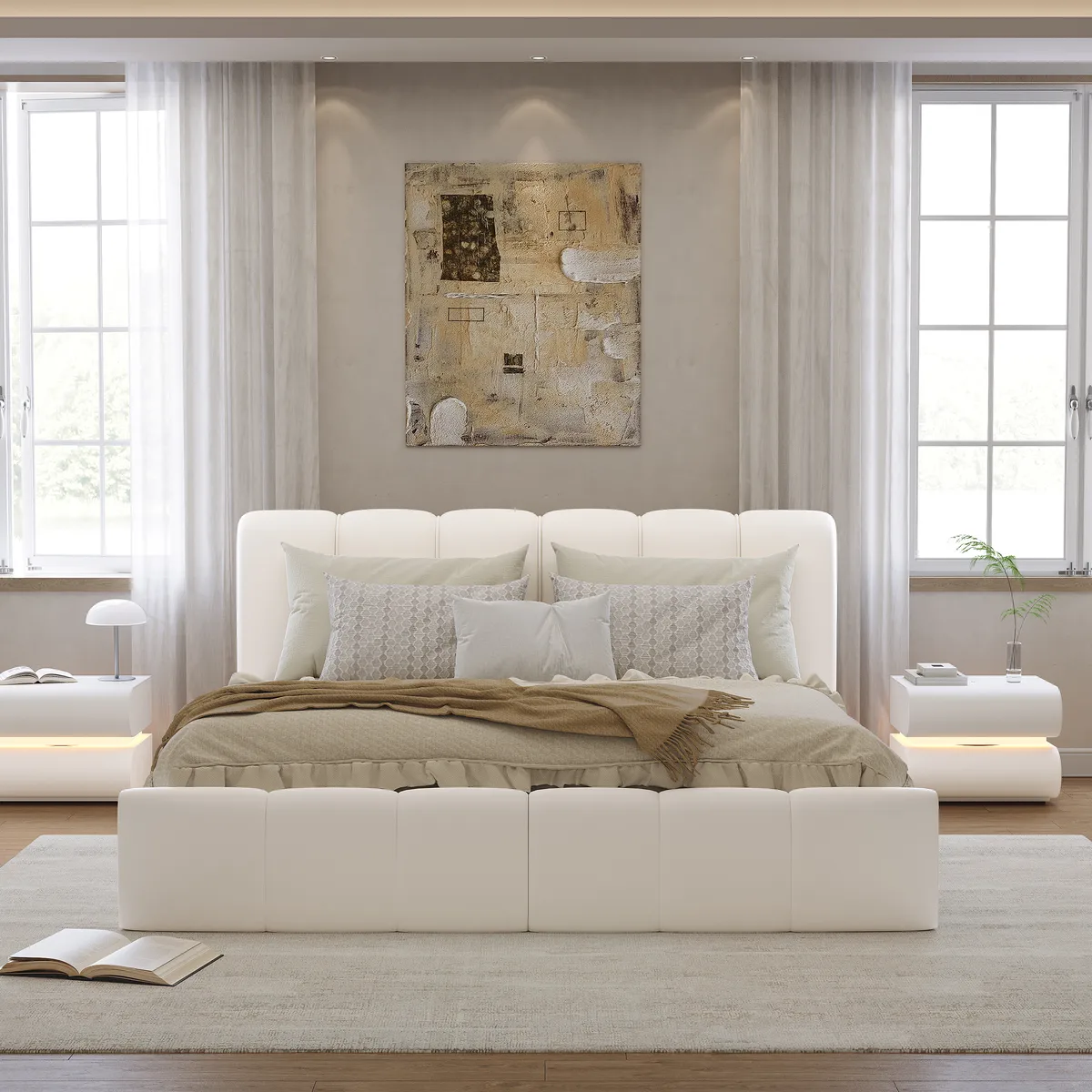 Humply Queen Faux Leather Storage Bed with Drawers — image 22