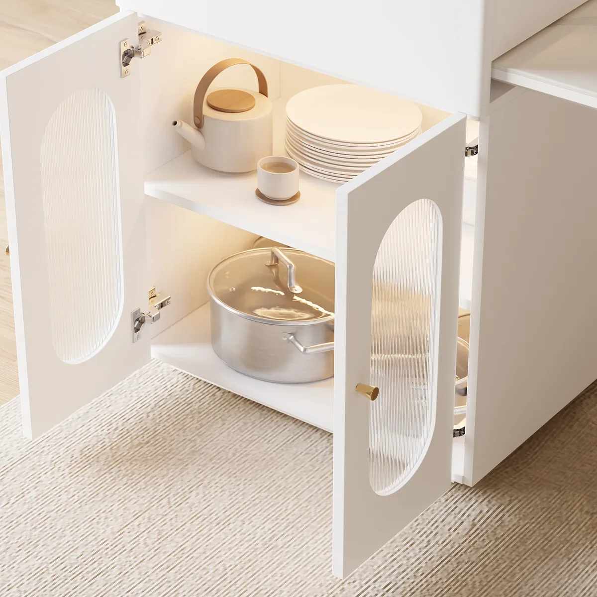 Expandable Kitchen Island with Marble-Pattern Sintered Stone Top 70.9"-82.7" — image 6