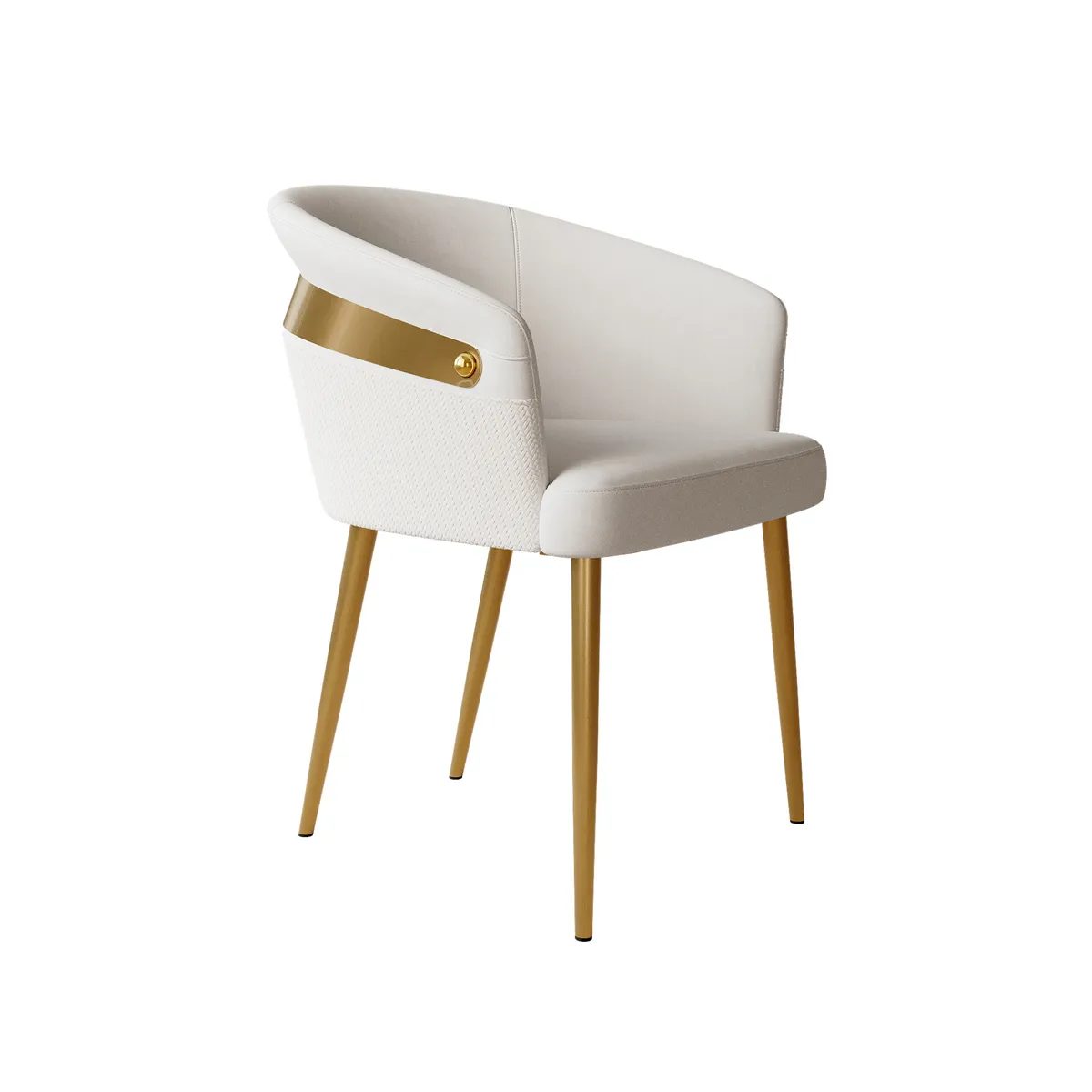 Modern Black PU Leather Dining Chair Curved Back with Gold Legs — image 7
