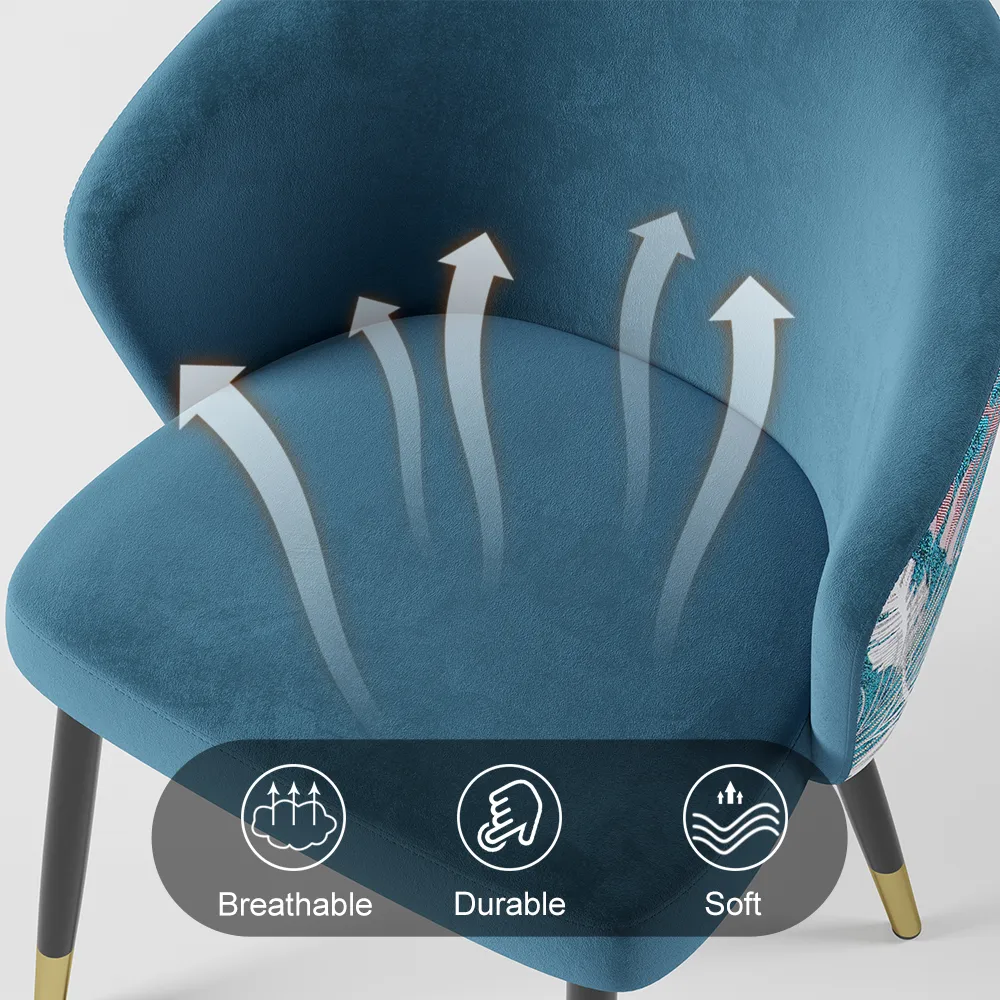 Modern Velvet Dining Chairs Upholstered Blue Dining Room Chairs with Arm — image 18