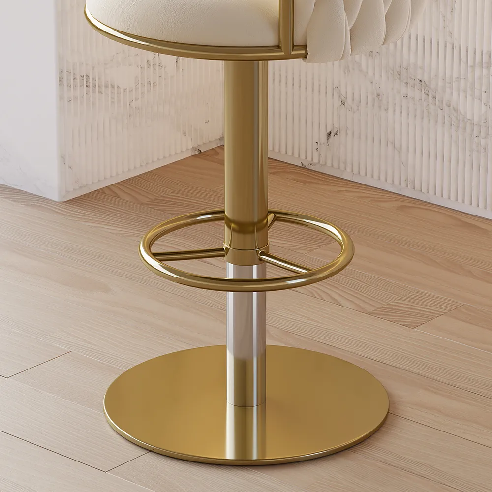 Sweave Set of 2 Gray Swivel Bar Stools Velvet Curved Back Adjustable Height — image 16
