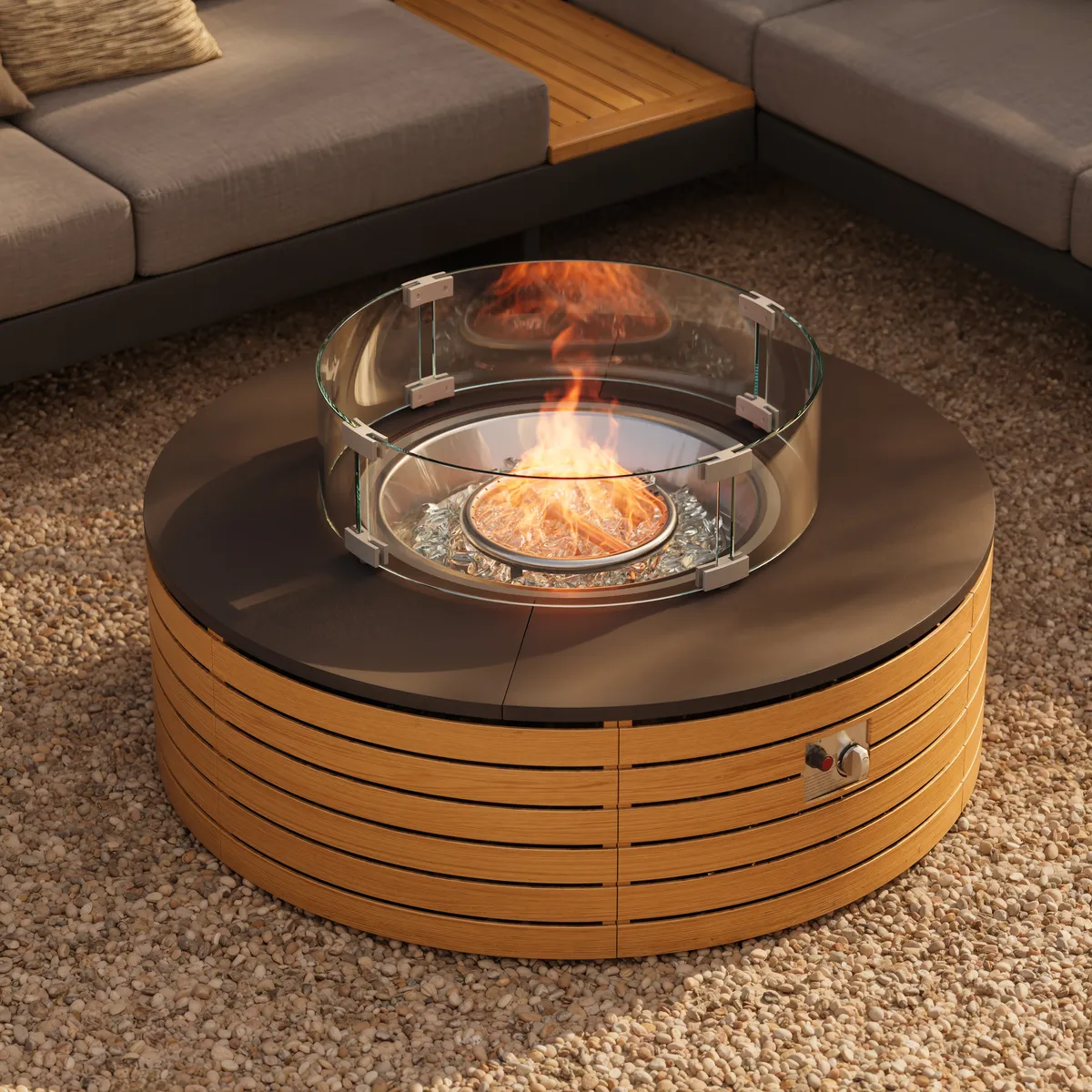 Tevara 39" Round Smokeless Propane Patio Fire Pit Table All Weather