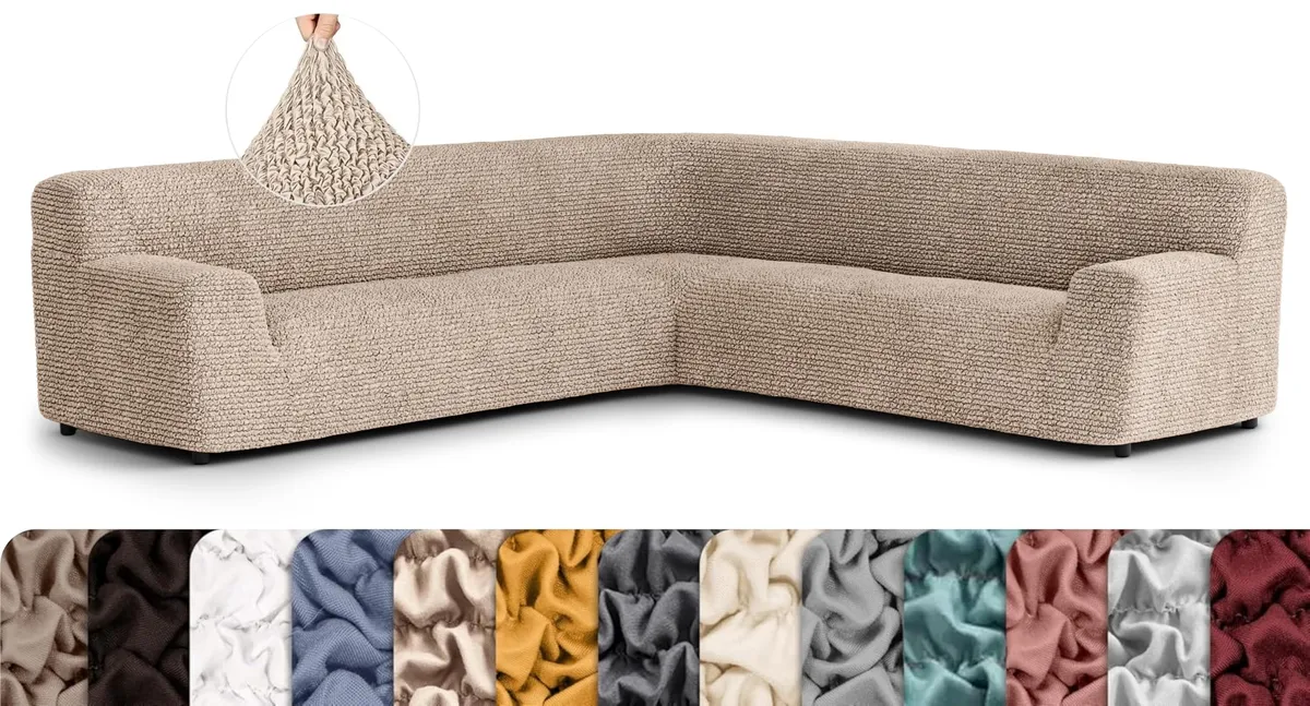 Oversized Corner Sectional Couch Cover - 1-Piece Furniture Protector - Form Fit, Machine Washable -MicrofibraCollection — image 7