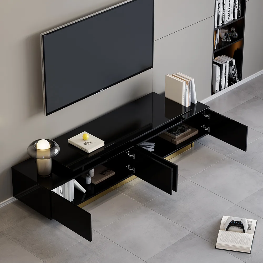 Mordel Natural Modern Rectangle Glossy Extendable TV Stand Storage for 65 to 85" TV — image 5