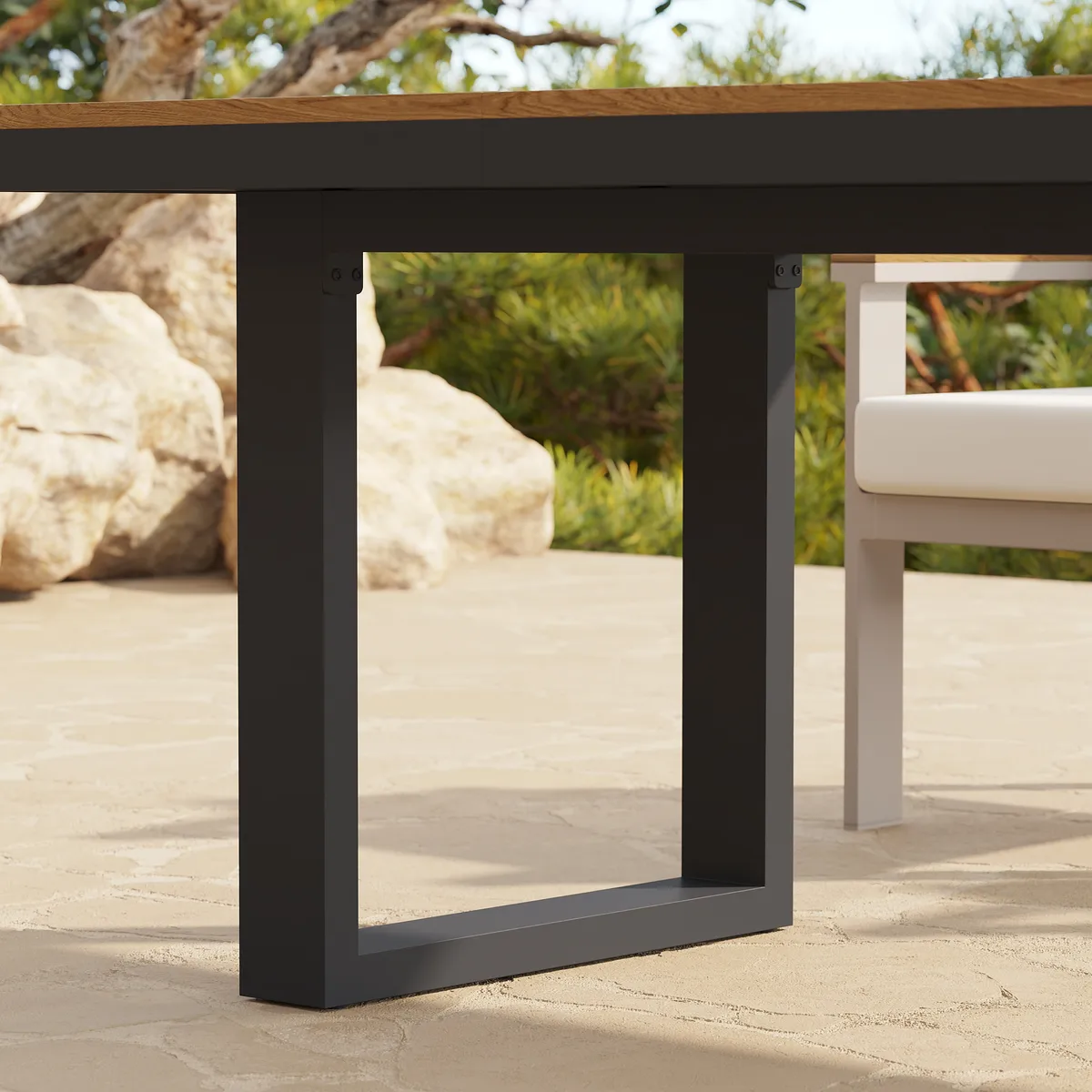 Tevara 6-Person Rectangle Teak & Aluminum Outdoor Patio Dining Table — image 10