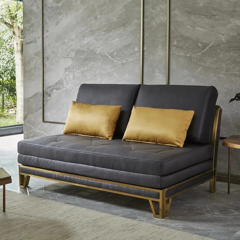 59" Modern Black Convertible Sofa Bed Tufted Leath-Aire Upholstery — image 5