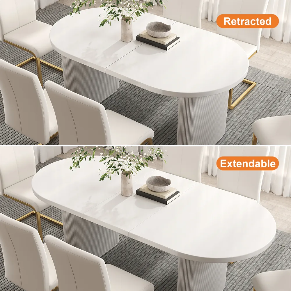 Japandi 79"-94" Oval Extendable Black Dining Table Butterfly Leaf 6-8 Seater — image 4