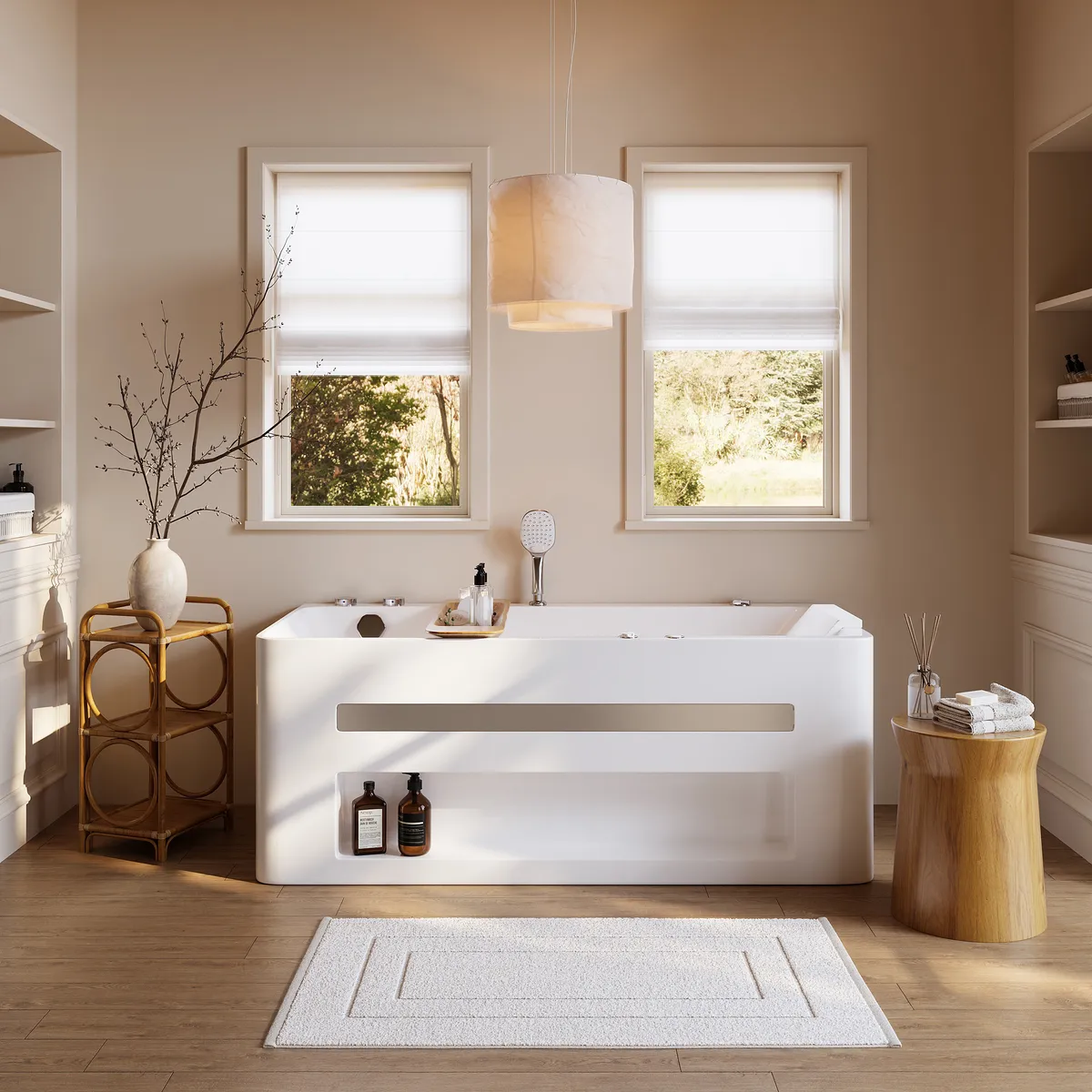 59" Whirlpool Bathtub with Thermostatic Control & Massage Jets & LED Lighting — image 6