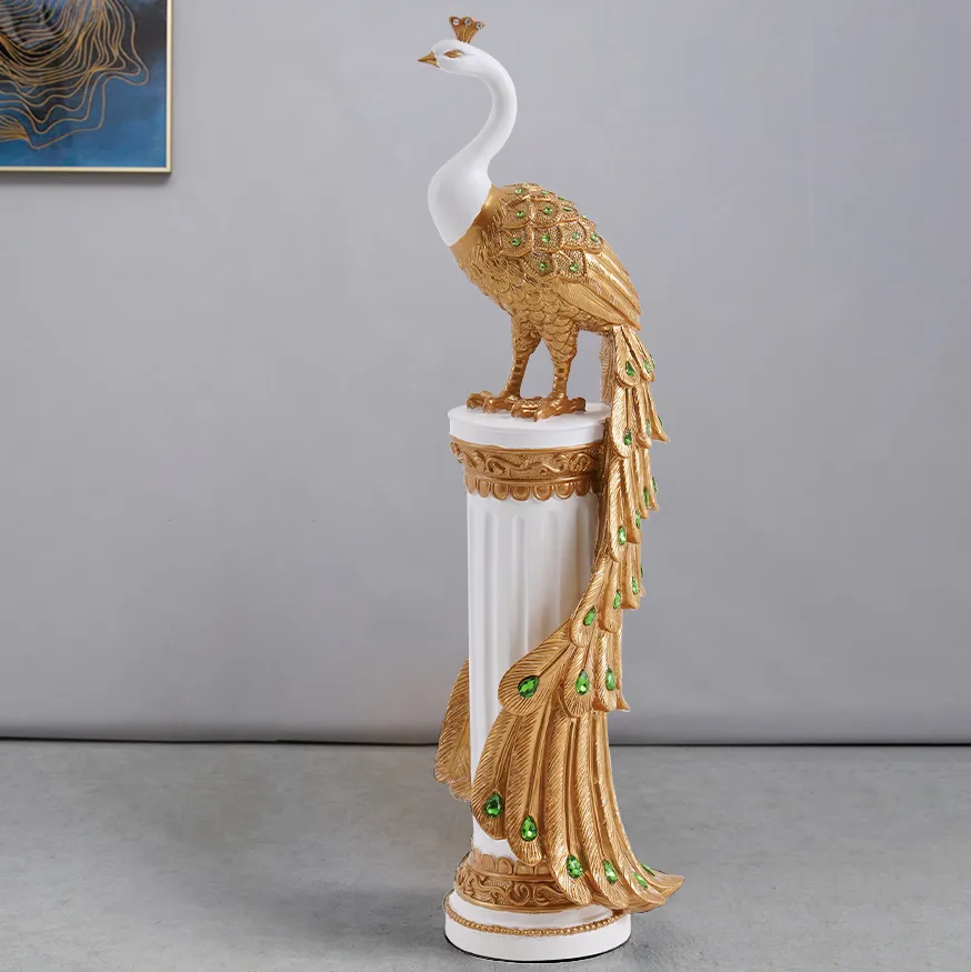 27.6" Large Glam Peacock Floor Sculpture Decor Art Living Room Bedroom — image 14