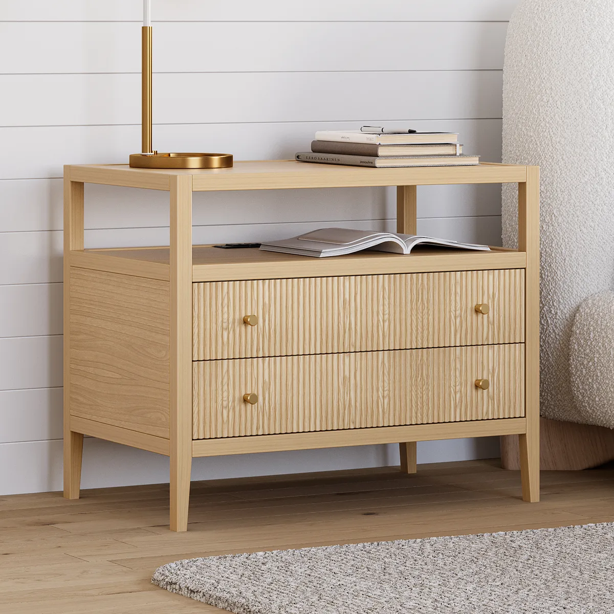 Stria Black Fluted 6-Drawer Dresser & 2 Wide Nightstands Set — image 12