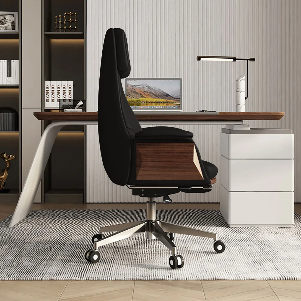 Set Modern Black L-Shape Standing Desk & Leather Office Desk Chair Set Khaki (71.5") — image 18