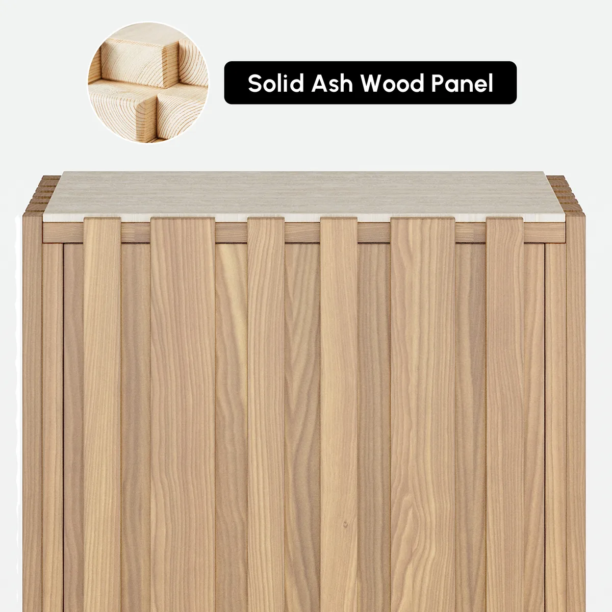 Aura Ash Wood Fluted Side Table with Sintered Stone Top — image 20