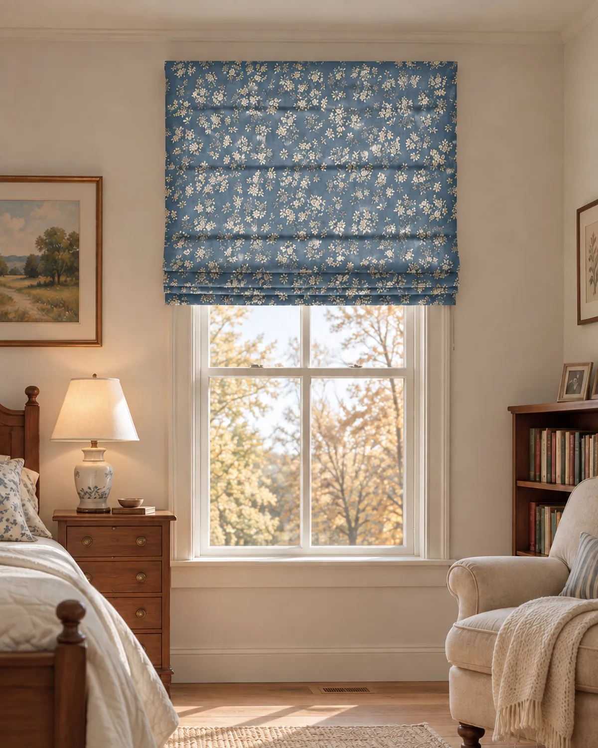 Haven Flat Fold Floral Cordless Custom Roman Shade