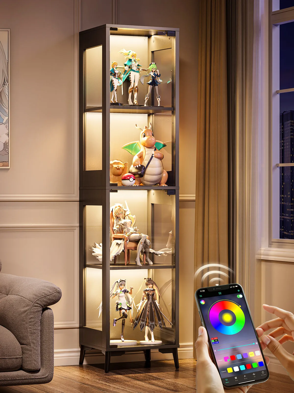 Glass Display Cabinet 15.75in*13.78in*66.73in — image 5