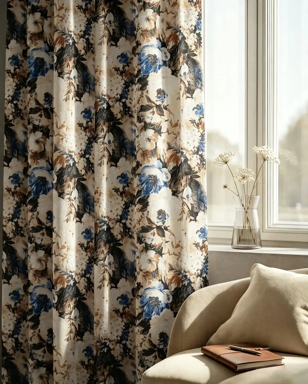 Canvas Velvet Floral Custom Curtain — image 2