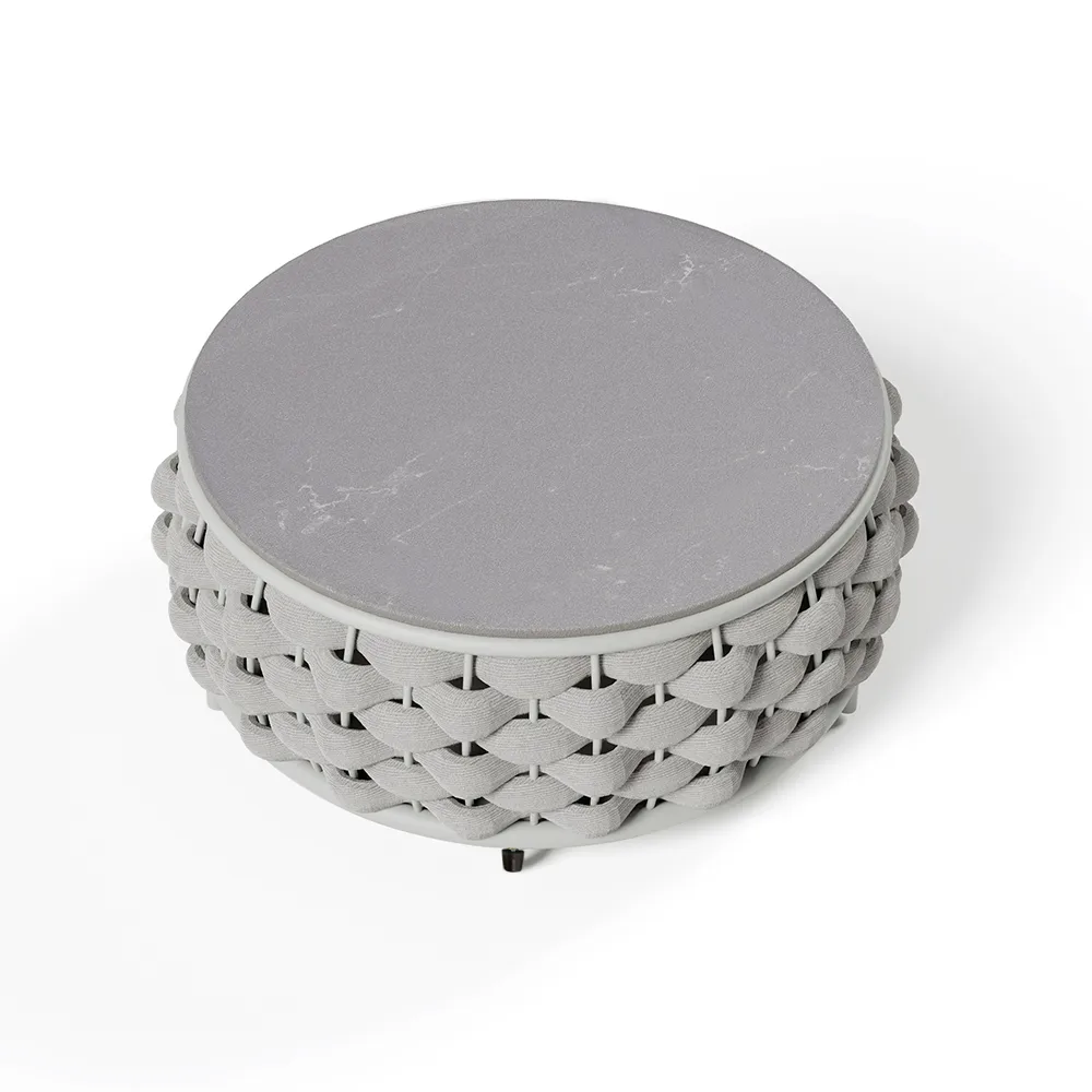 Tatta Modern Top Round Outdoor Coffee Table with Woven Rope Base & Storage — image 17