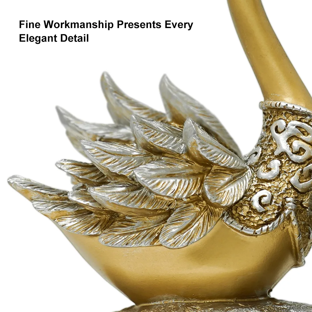 Swan Couple Resin Sculpture in Black & Silver for Home Table Decor — image 18