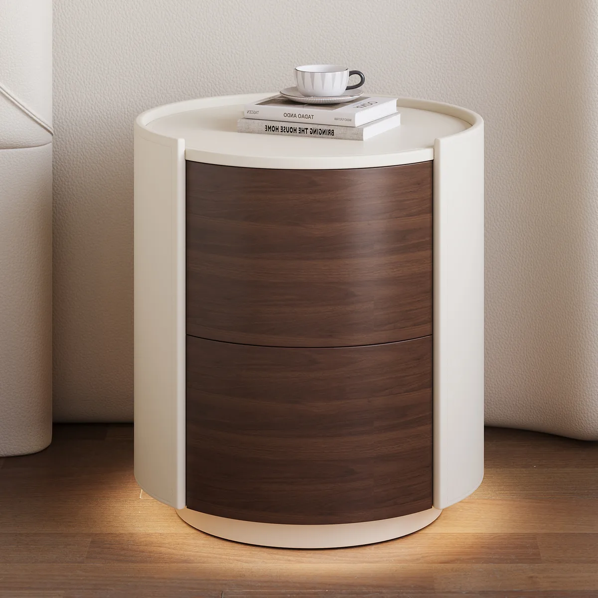 Saddle Leather 2-Drawer Nightstand with Charging Station — image 4