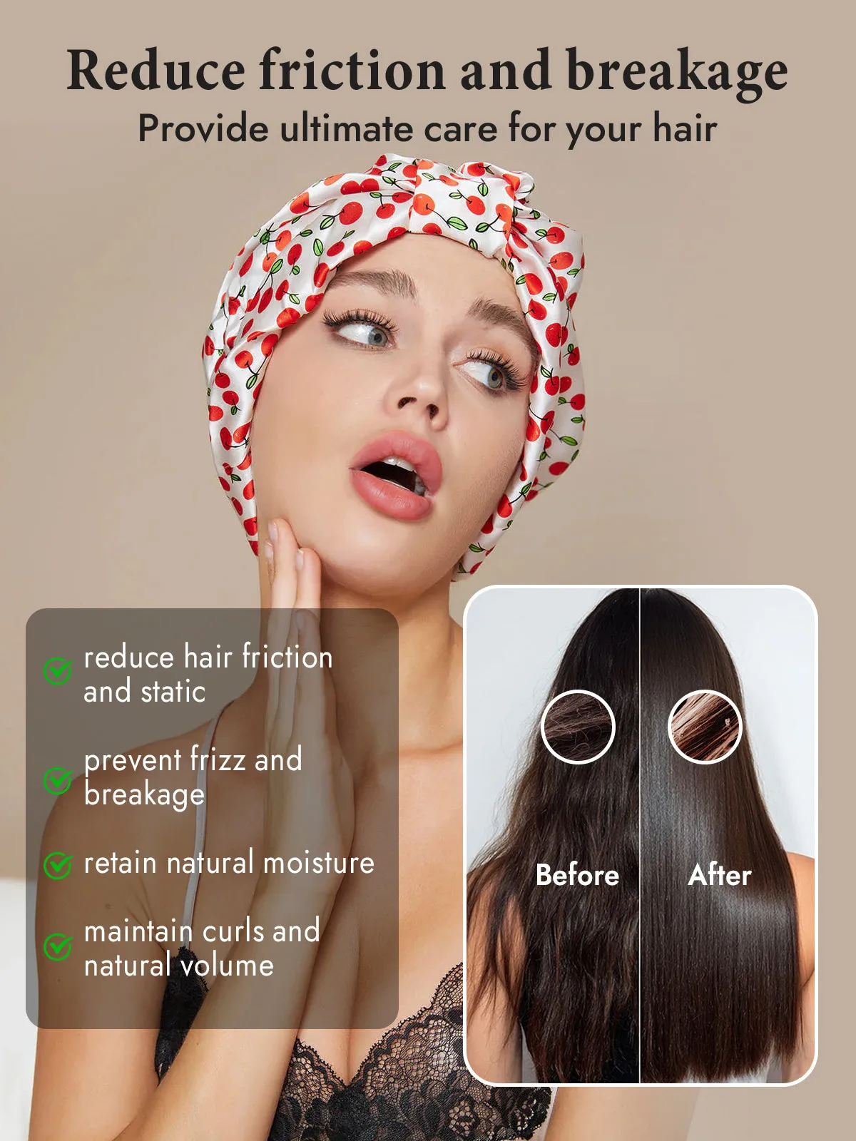100% Mulberry Silk Night Turban Bonnet — image 3