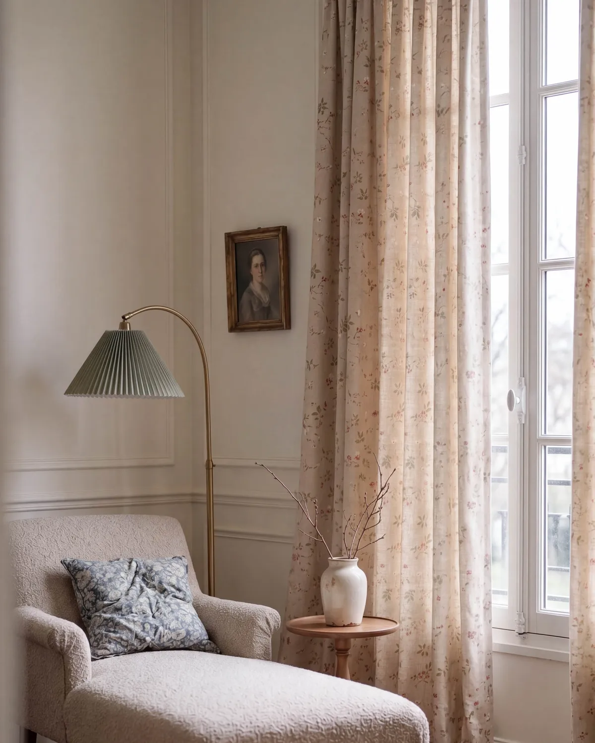 Whisper Linen Blend Floral Patterned Custom Curtain