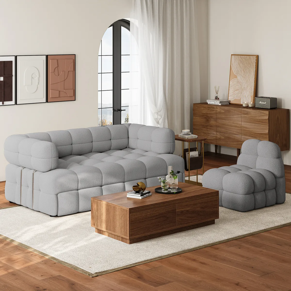 76" Queen Boucle Pull-out Sofa — image 6