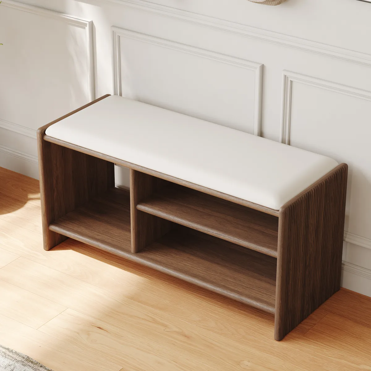 Modern Leather Upholstered Entryway Bench Shoe Storage — image 24