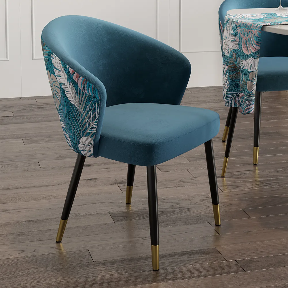 Modern Velvet Dining Chairs Upholstered Blue Dining Room Chairs with Arm — image 15