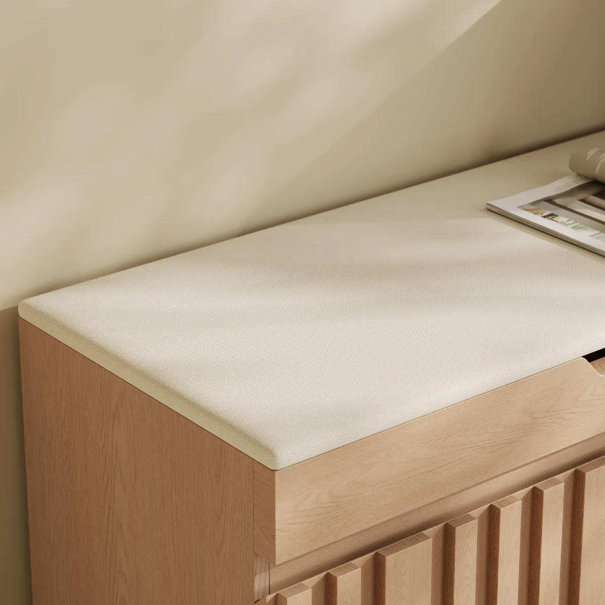 Aura 47” Wooden Shoe Storage Bench with Right-Side Cabinet for Entryway — image 17