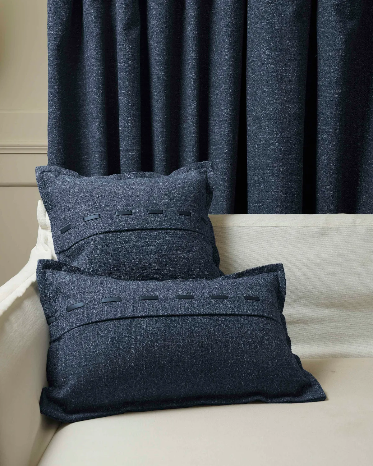 Luna Linen Blend Faux Leather Laced Throw Pillowcase — image 4
