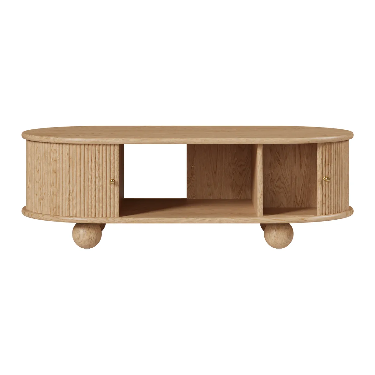 47" Tambour Door Solid Wood Coffee Table with Storage Oval — image 10