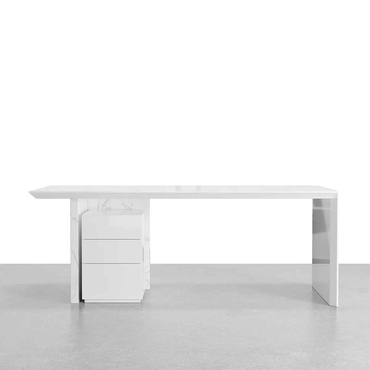 Modern White Wooden Home Office Desk with Movable File Cabinet Office Furniture (59.8") — image 7