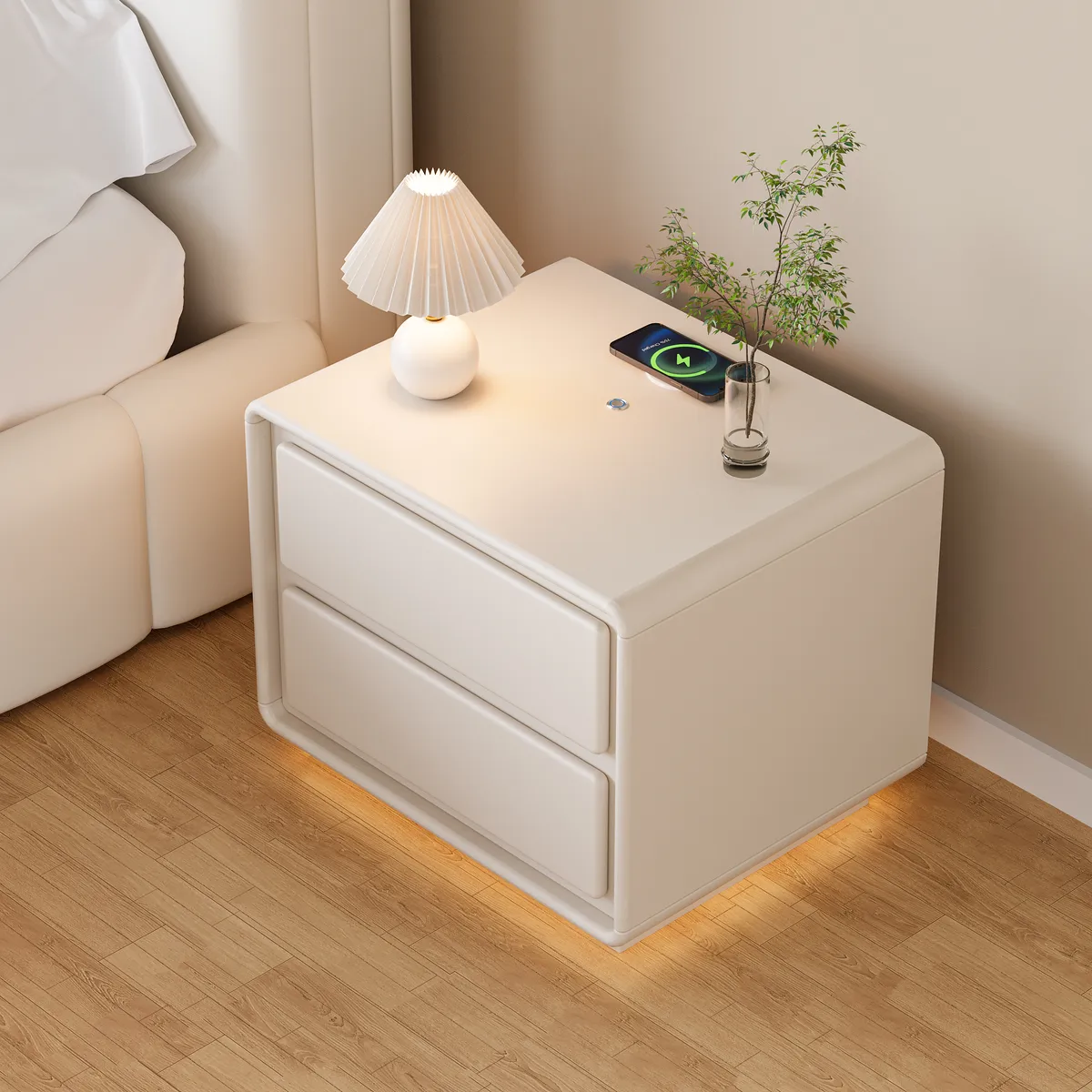 Haloa Walnut 3-Drawer LED Nightstand with Charging Station — image 29