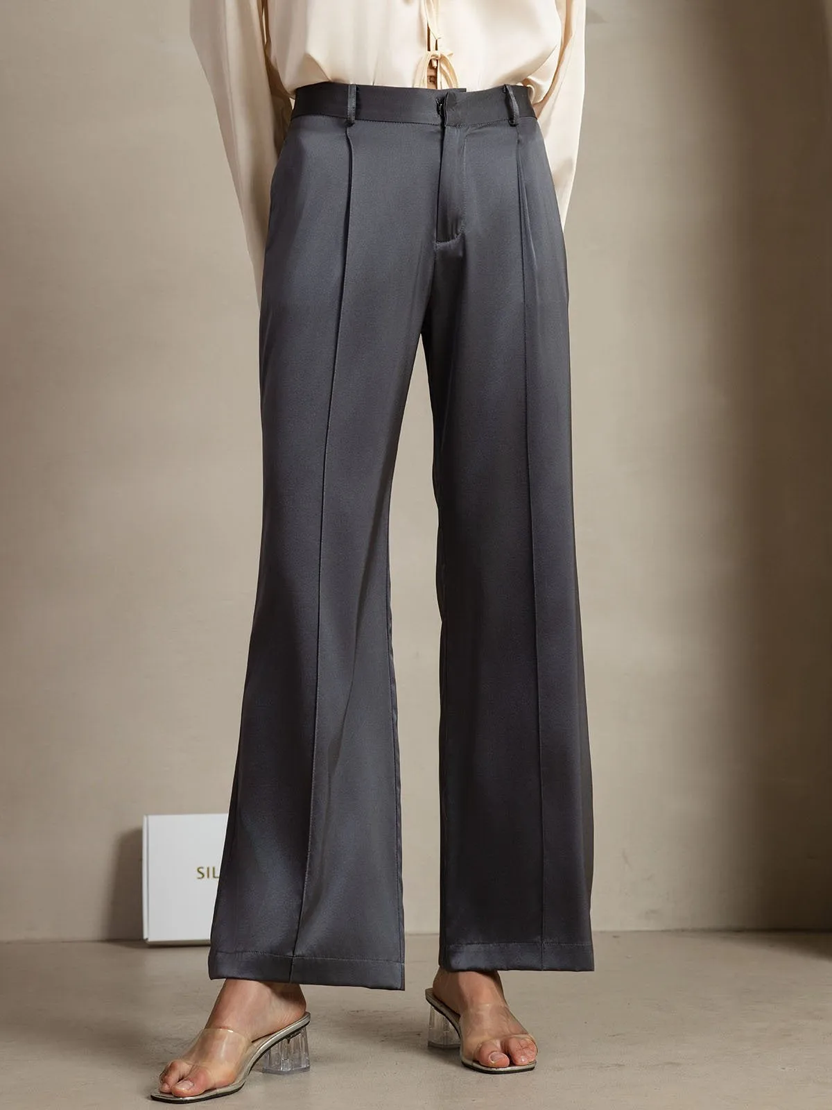 19Momme Silk Straight Leg Women's Pants With Side Pockets Design — image 5
