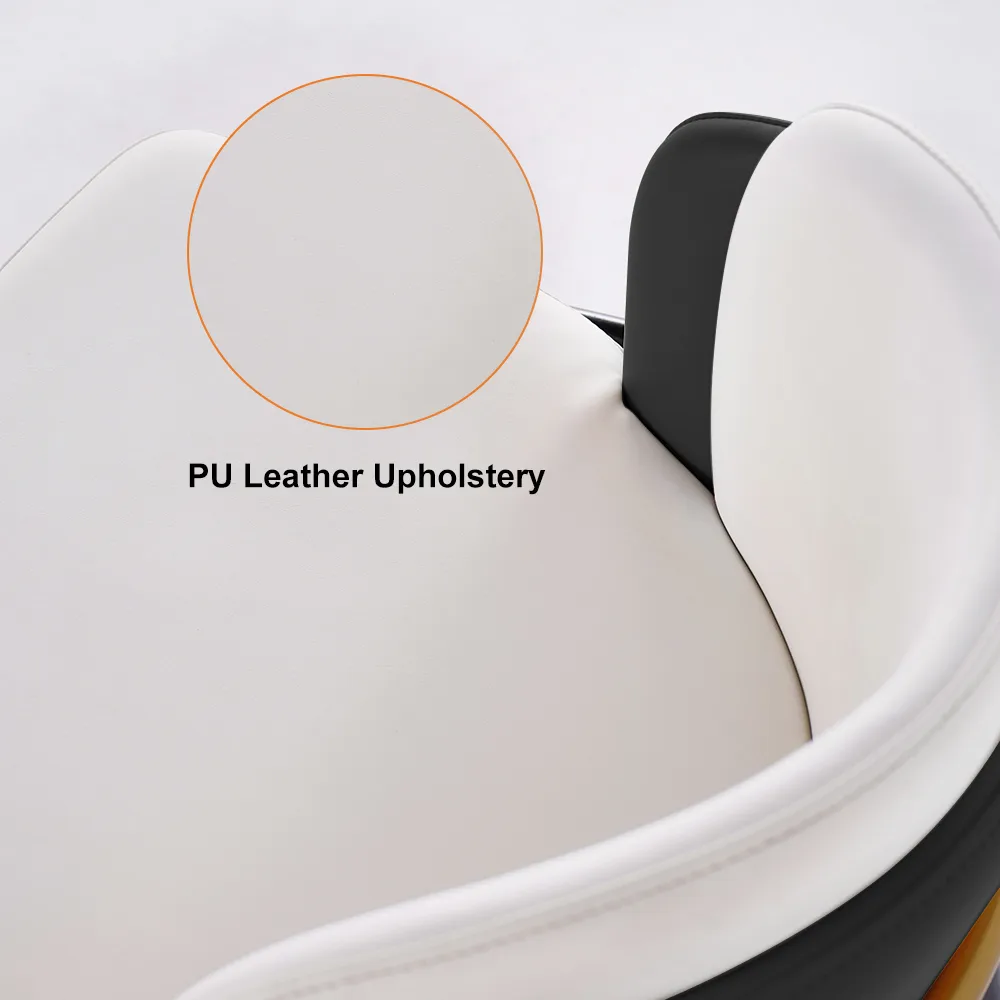 Modern PU Leather Counter Stool Black with Back & Footrest — image 14