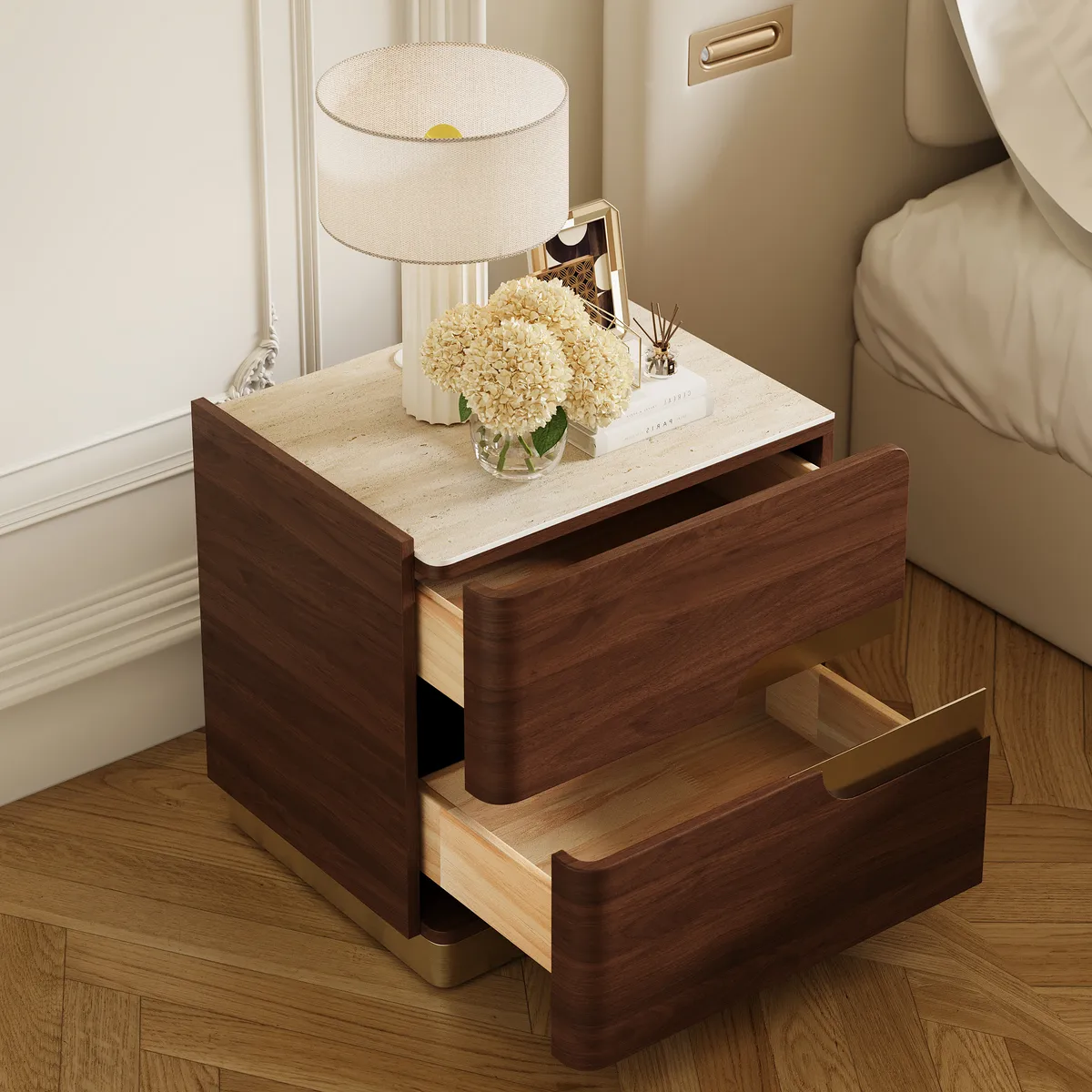 20" Smart 2-Drawer Nightstand with Sintered Stone Top & Charging Station — image 20
