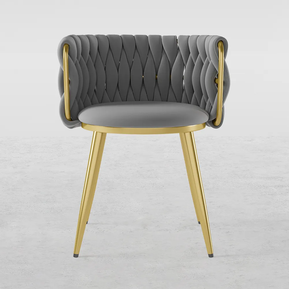 4-Piece Nordic Light Gray Barrel Back Dining Chair Round Accent with Velvet Upholstery — image 20