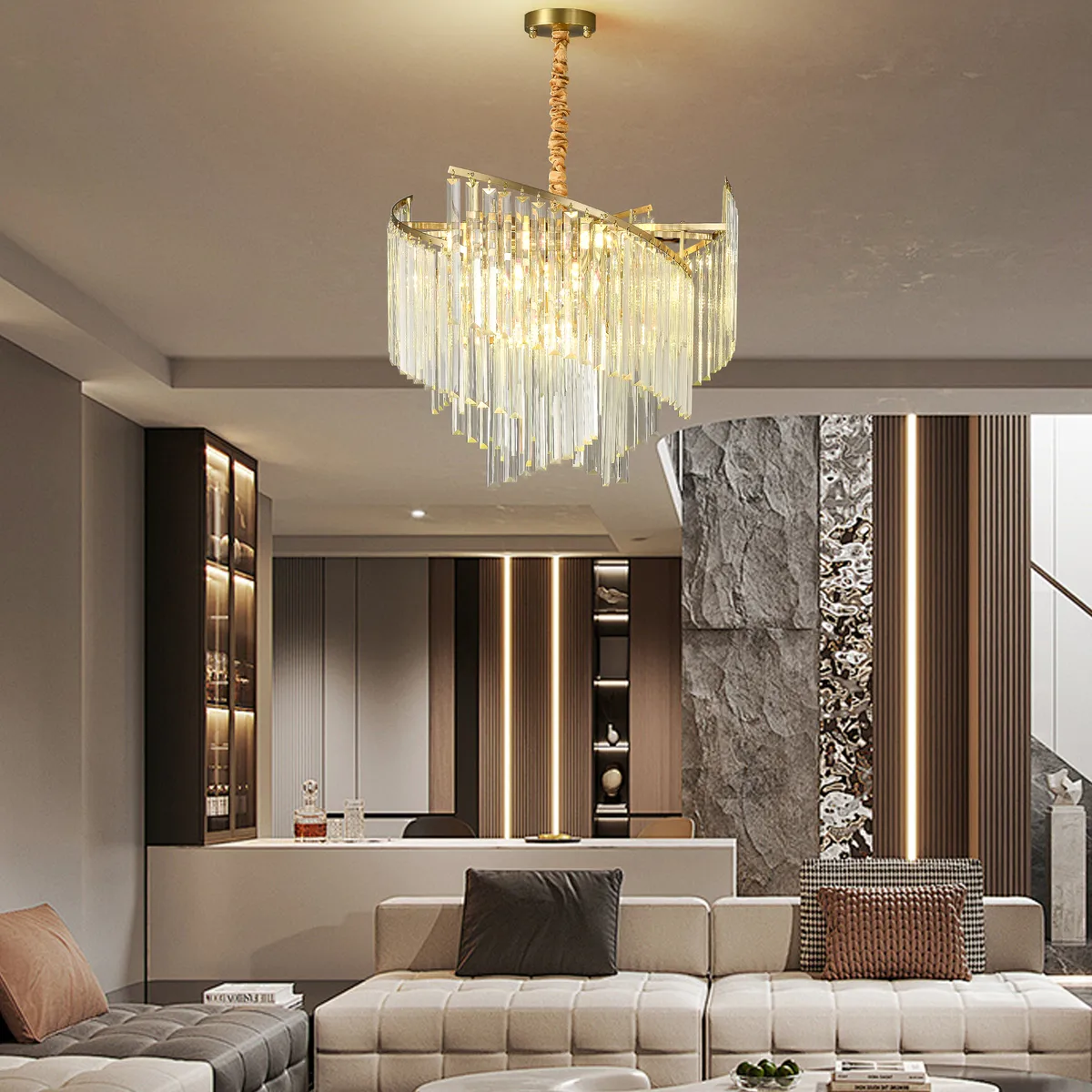 Spiral Art Modern 10-light Crystal Chandelier with Adjustable Chain — image 5