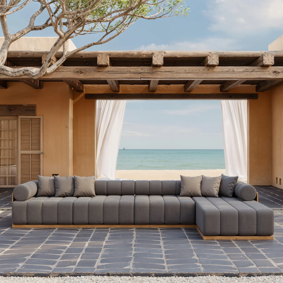 Resaro Outdoor 4-Piece Teak Modular Sectional Set — image 4