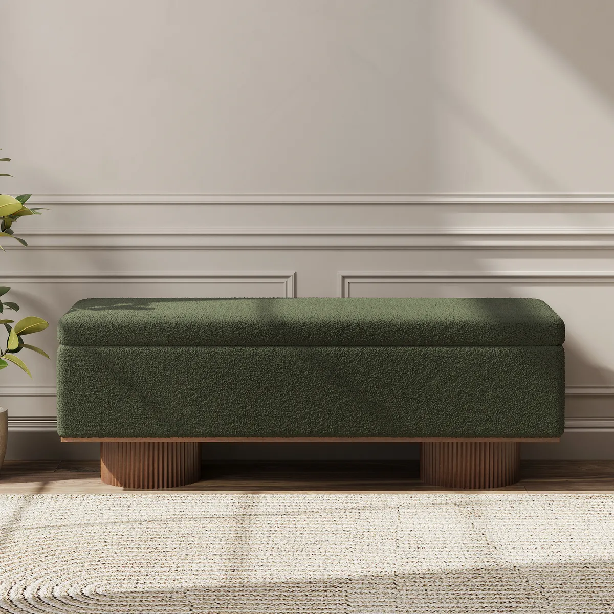 Teddy Fabric Fluffy Faux Fur Flip Top Wood Storage Bench — image 20