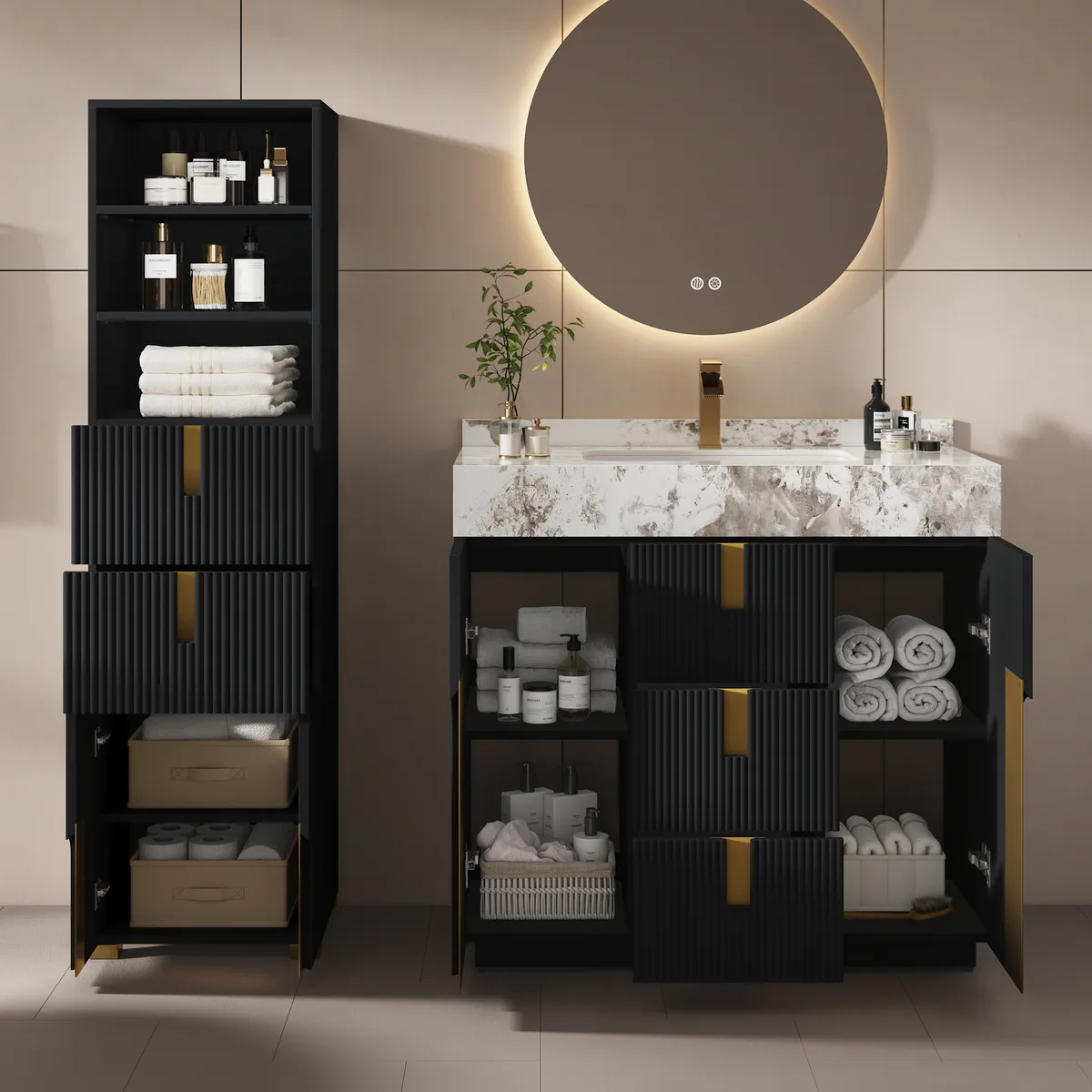 Artis 59" Tall Bathroom Storage Cabinet & 36" Single Vanity Set — image 14