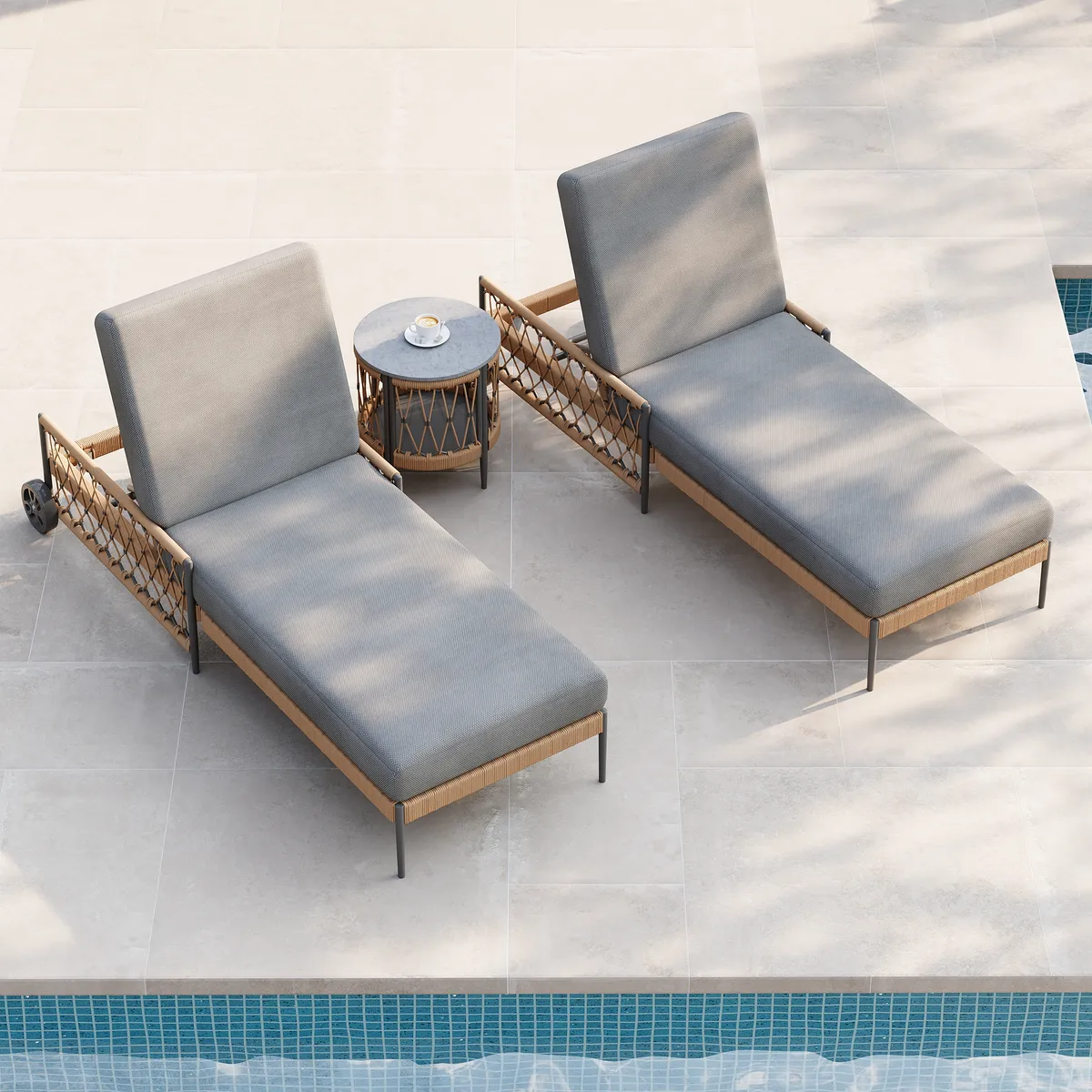79.5" Ropipe Outdoor Rope-Woven Lounge Chair with Adjustable Backrest & Wheels — image 13