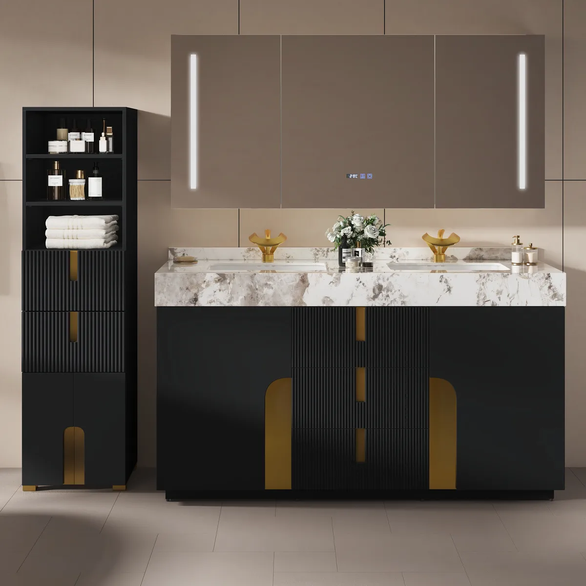 Artis 59" Tall Bathroom Storage Cabinet & 36" Single Vanity Set — image 2