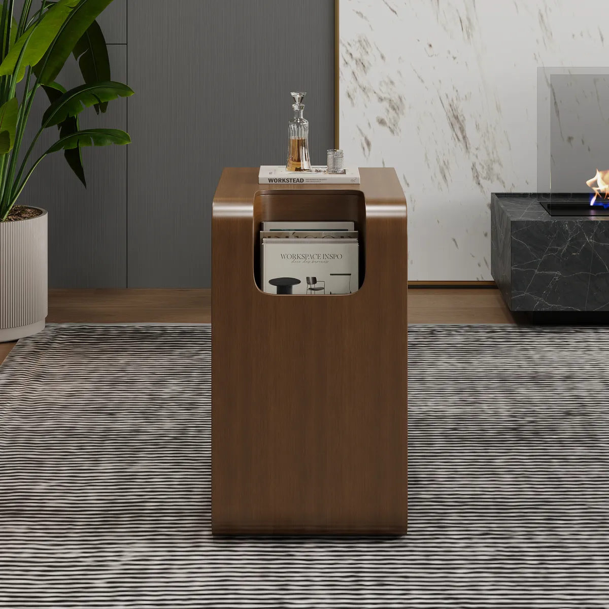 Oak Wood C-Style End Table — image 3