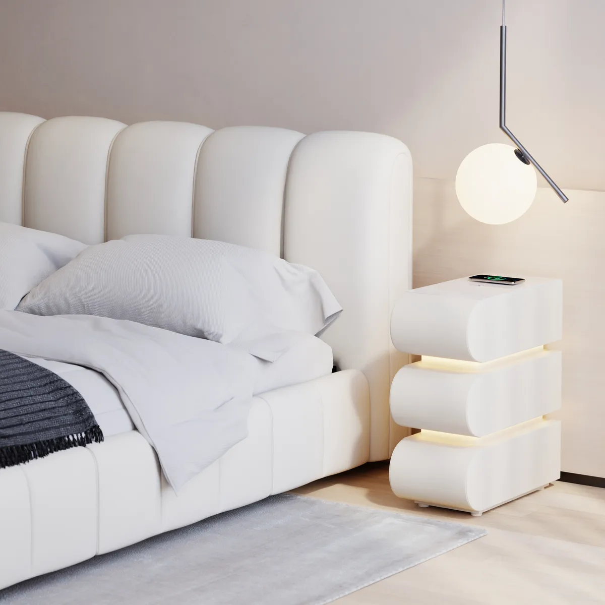 Humply Queen Faux Leather Storage Bed with Drawers — image 16