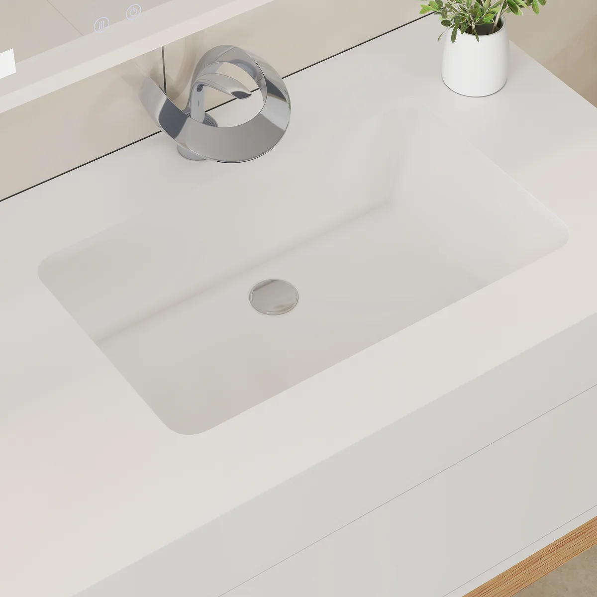 39" Modern Floating Bathroom Vanity White & Natural with Sink — image 18