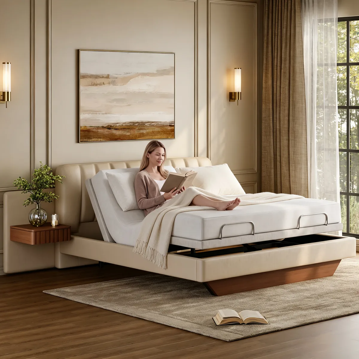 King Genuine Leather Zero Gravity Adjustable Bed Set — image 5
