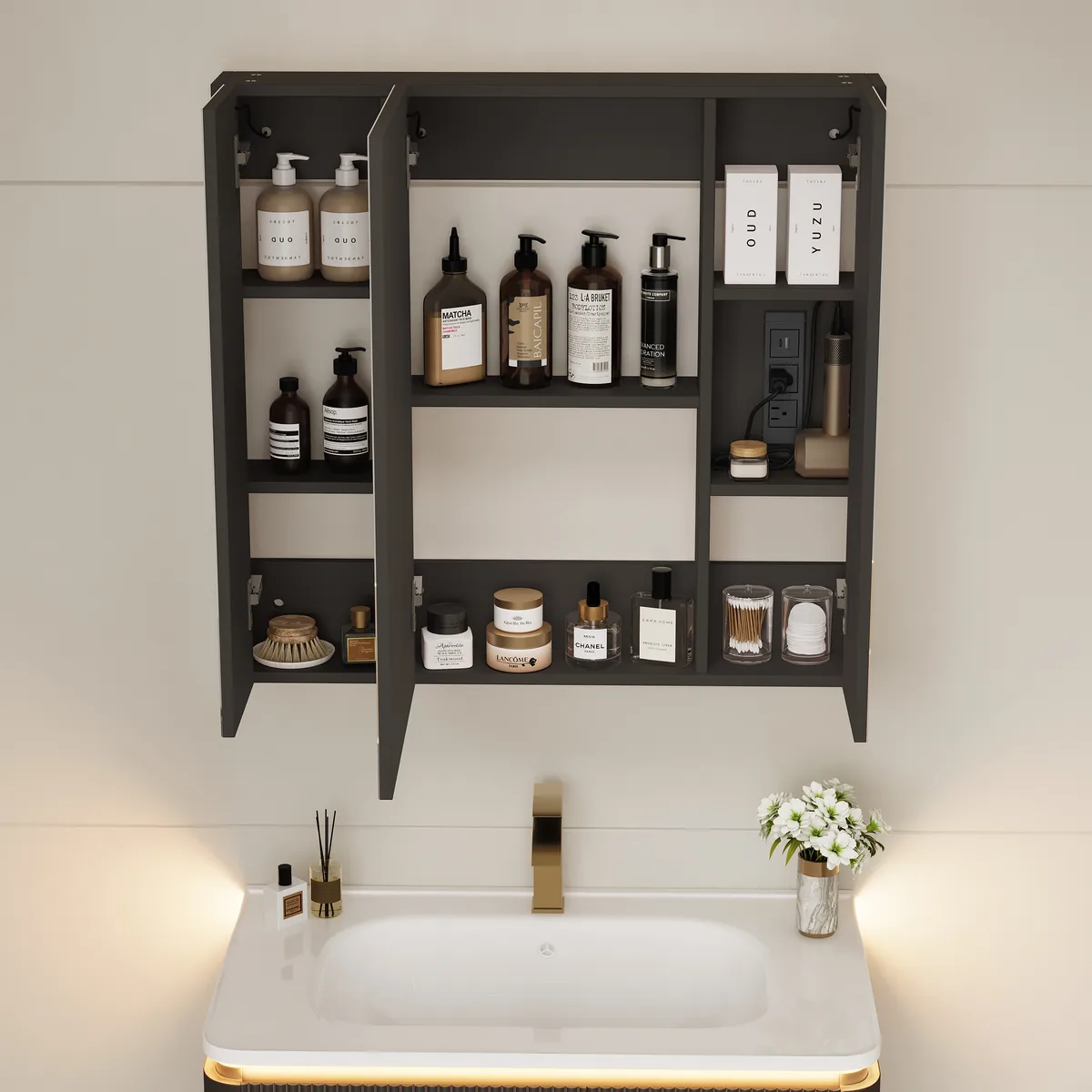 47" Modern Wall-mounted LED Bathroom Medicine Cabinet Vanity Mirror with Storage — image 6