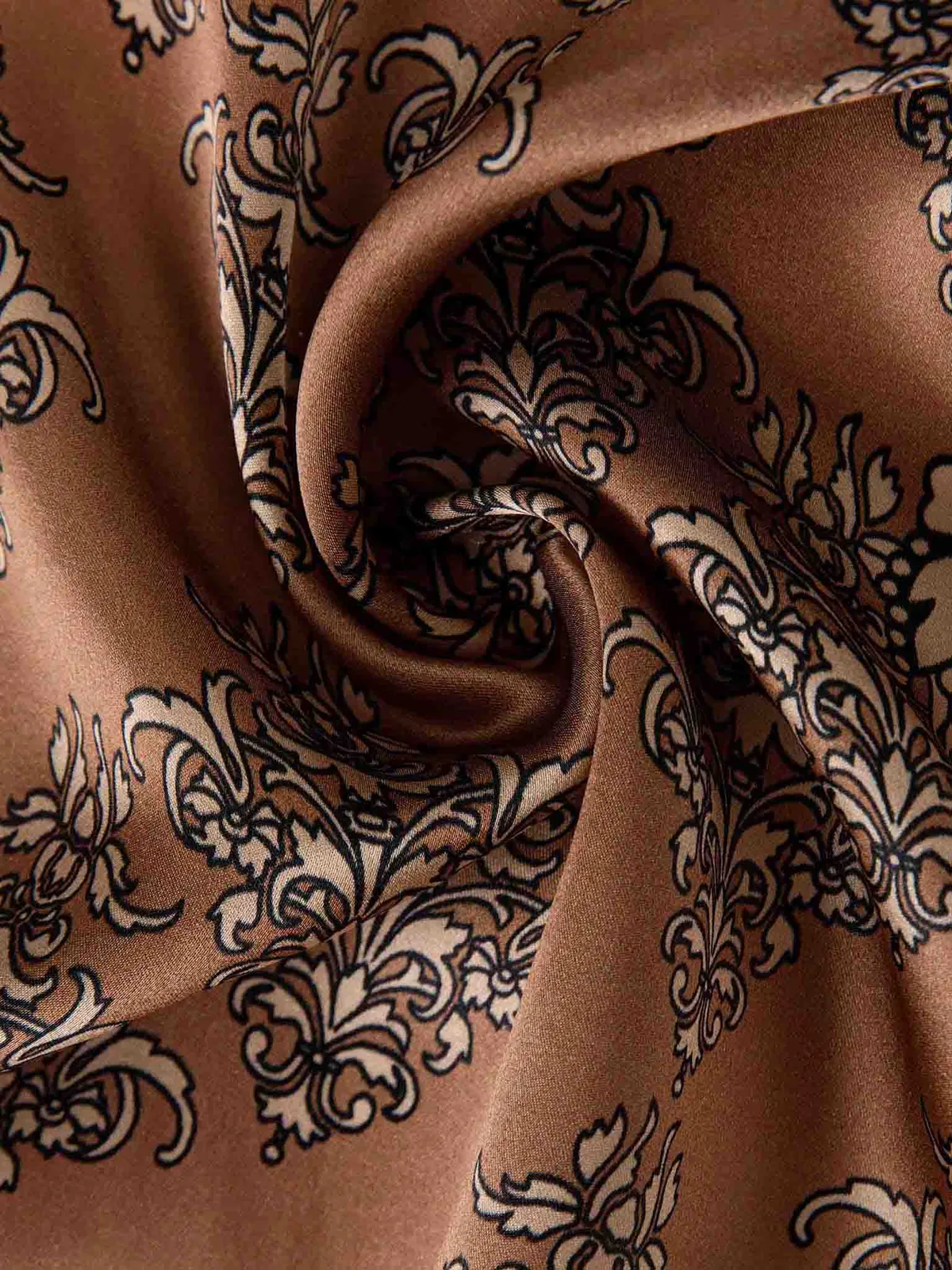 Pure Silk Damask Floral Print Square Scarf - Size 70x70cm — image 5