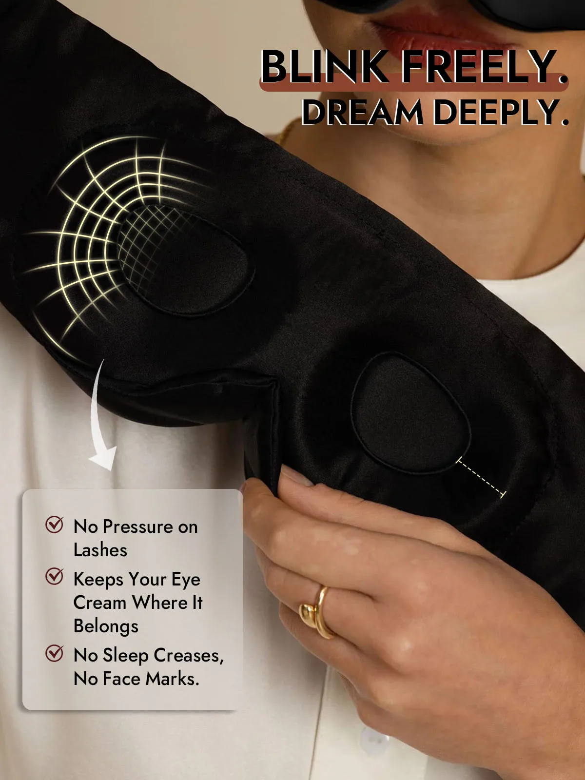 100% Mulberry Silk 3D Contoured Eye Mask With Velcro Closure — image 3